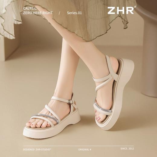 ZHR则则厚底凉鞋4.5CM外穿坡跟凉鞋2025新款百搭沙滩凉鞋罗马凉鞋 商品图8