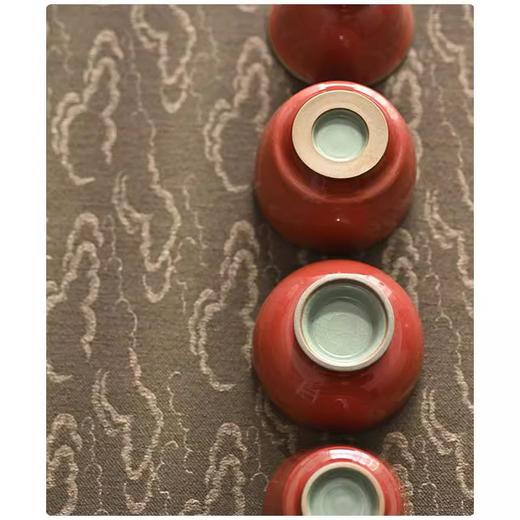 「景德镇手拉坯豇豆红陶瓷主人杯」品茗杯大号茶盏内汝窑开片茶杯 商品图3