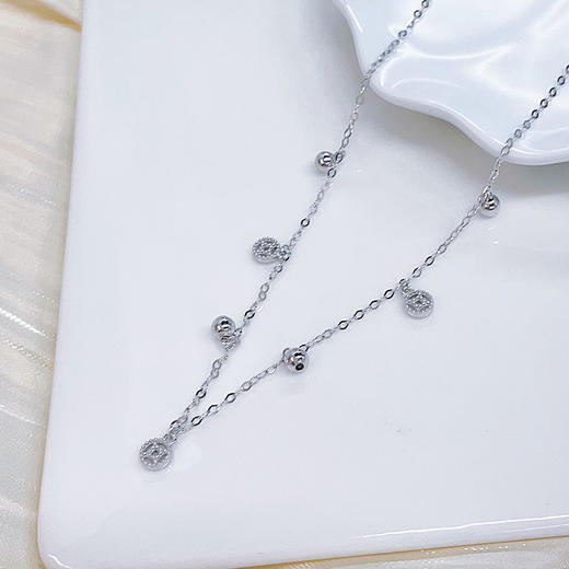 【限时8.8折】PT950 #招财纳福 铂金空心心可调节铜钱造型圆珠吊饰锁骨链套链(PTTL00159)预售产品下单后不退款不退货不换货不补差价)预售产品下单后不退款不退货不换货不补差价 商品图1