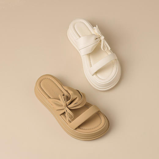 ZHR蝴蝶结凉鞋女2025新款夏季外穿仙女风小个子增高度假沙滩拖鞋 商品图2