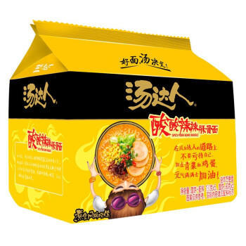 统一汤达人酸辣豚骨袋面130g*5连包(6925303710910) 商品图0