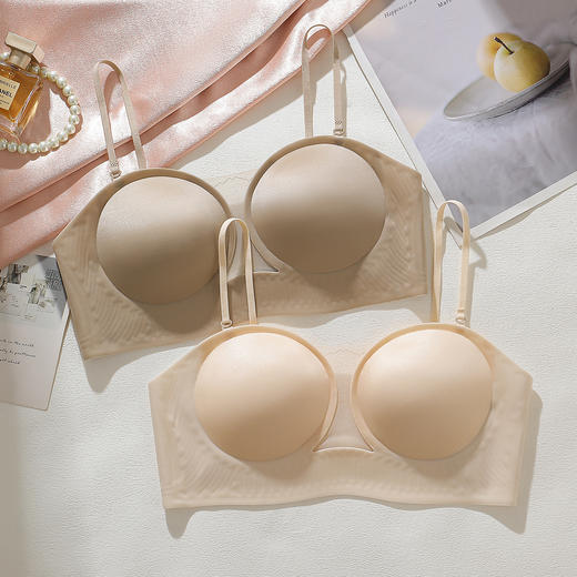 【轻奢缎面】春夏法式无痕圆点杯内衣女轻薄透气不露无钢圈文胸月下无痕 商品图6