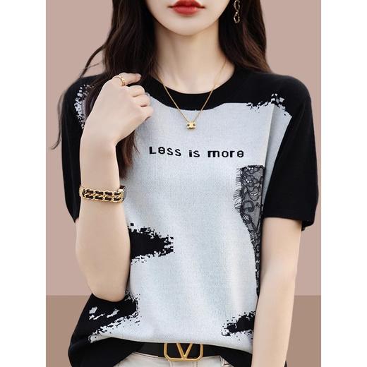 丁摩 夏季短袖t恤女爆款洋气百搭高级感短款上衣时尚体恤5ZF-A3627 商品图2