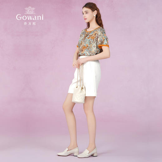 乔万尼重磅真丝衬衫女新款短袖复古设计EF2C362 商品图3