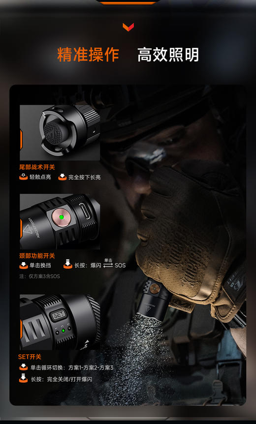 FENIX菲尼克斯PD35R ACE强光2000流明高性能手电筒c口快充便携战术户外 商品图7