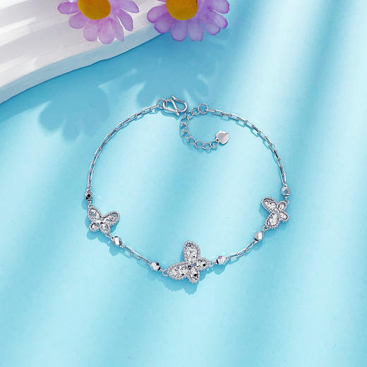 【限时8.8折】【线上铂金馆】PT950 #九紫离火 铂金实心调节叠福叠财碎碎冰蝴蝶手链(PTSL00051)预售产品下单后不退款不退货不换货不补差价) 商品图0