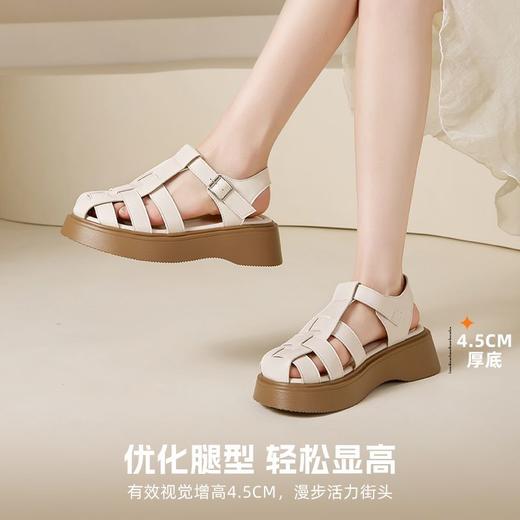 ZHR则则罗马凉鞋女2025新款夏季厚底增高猪笼鞋休闲百搭包头凉鞋 商品图4