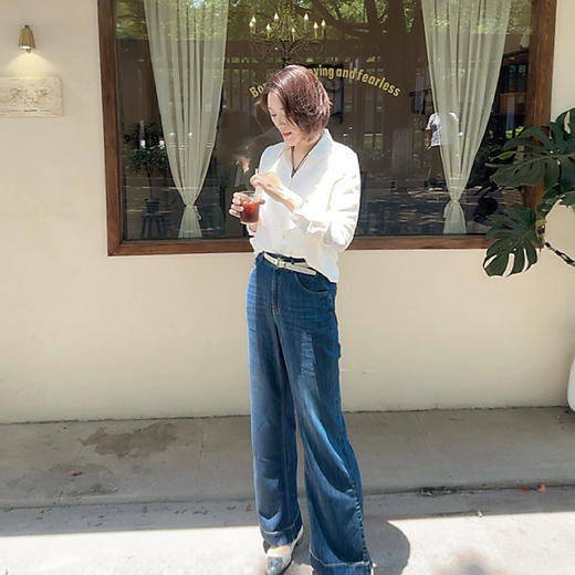 火桐hooton 复古单宁 铜氨丝直筒微喇牛仔裤85301/85222 商品图3