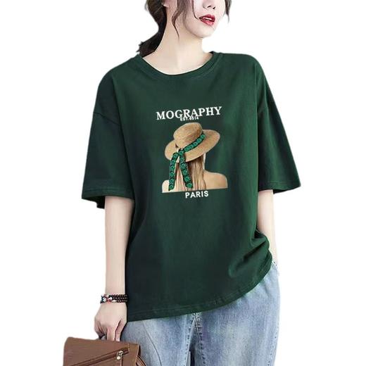 百媚生 纯棉短袖宽松印花T恤1087 商品图4