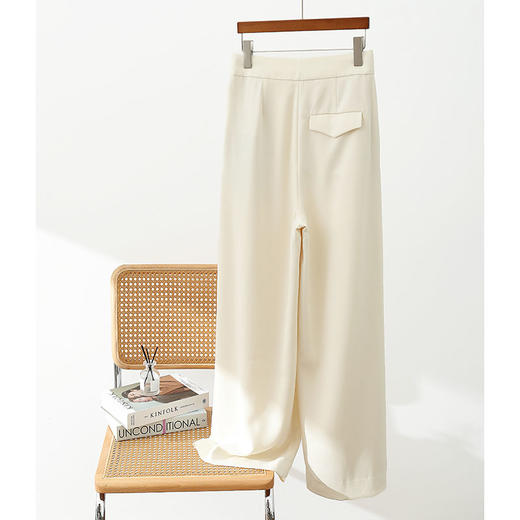 「K」洛诗琳14900空气感醋酸西装裤2025夏季高腰通勤阔腿裤51018 商品图4