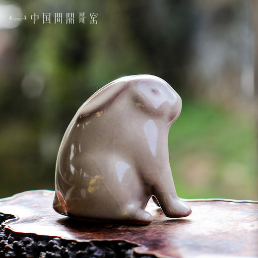 问鼎哥窑牛角款唐白兔茶宠 商品图2