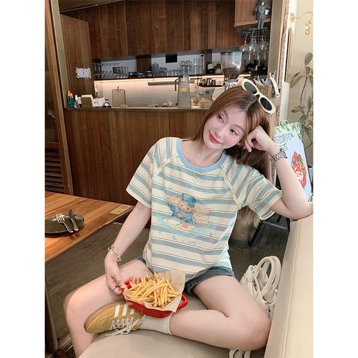 【129元任选2件】条纹小熊印花短袖 商品图3