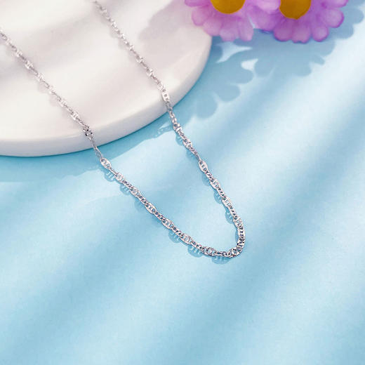 【限时8.8折】【线上铂金馆】PT950 【国际铂金协会】铂金实心闪目字不可调节项链（面宽约1.4-1.8mm）(BXL00234)预售产品下单后不退款不退货不换货不补差价) 商品图1