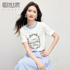 【专属特价】熙世界花卉刺绣正肩T恤女短袖2025夏日新款撞色圆领chic别致上衣 商品缩略图0