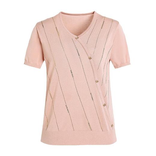 丁摩 洋气妈妈装夏装冰丝上衣宽松T恤小衫女士时尚薄款针织衫短袖5ZF-2392 商品图4