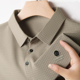 夏季新款纯色休闲男士t恤商务翻领薄款透气冰丝无痕短袖男