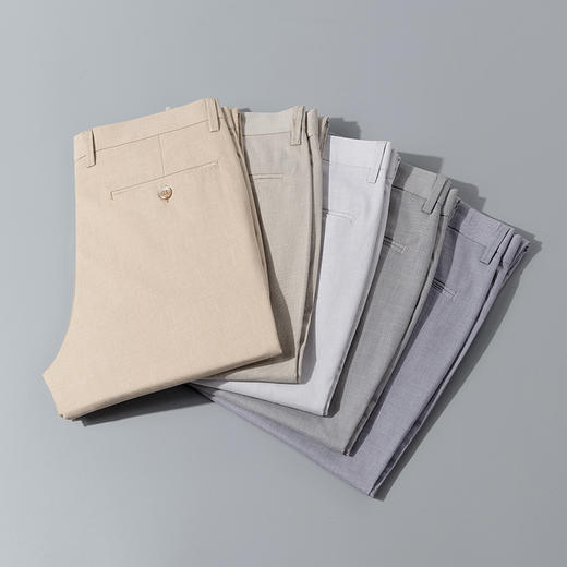 红览 天丝亚麻高端休闲裤男直筒宽松夏季薄款长裤1020B 商品图3