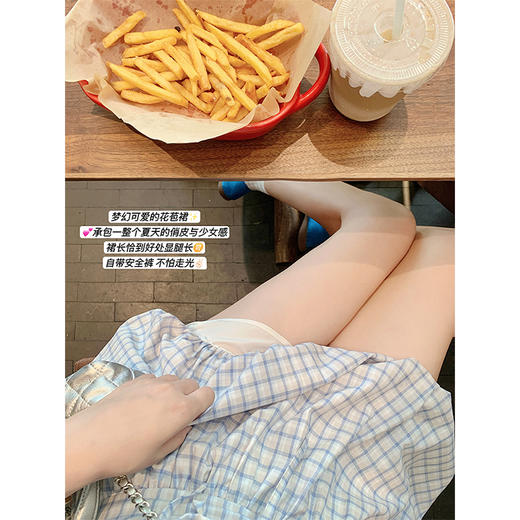 <曾小咸推荐>现货秒杀！卖完不补 ！微信打折价！蓝色格纹木耳边花苞连衣裙 日常199.99 立减100 秒杀99.99！ 商品图3