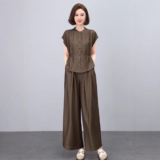 丁摩 时尚休闲天丝麻套装女夏季气质宽松显瘦阔腿裤两件套潮5ZF-6721 商品图2