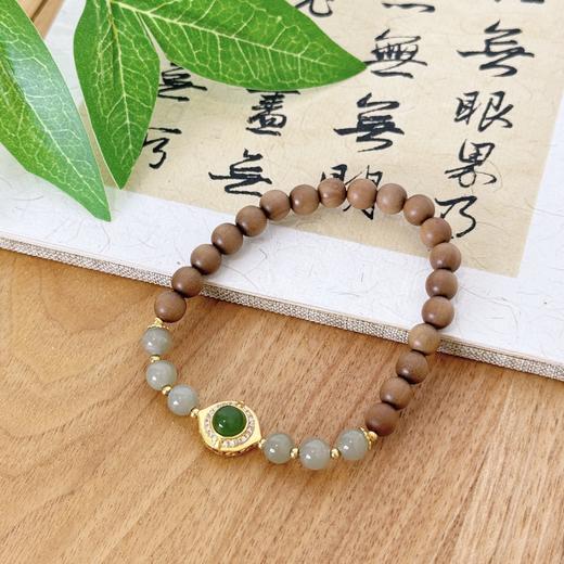 【敦煌碧檀·和田玉老山檀手串】敦煌福泽小众和田玉手串 老山檀手链新中式国风木质珠子文玩 商品图4