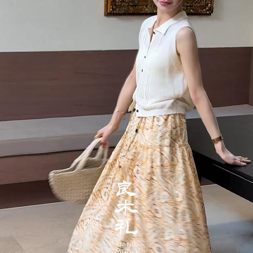 【预售7天】良木礼印花半裙（腰带）（12165） 商品图0