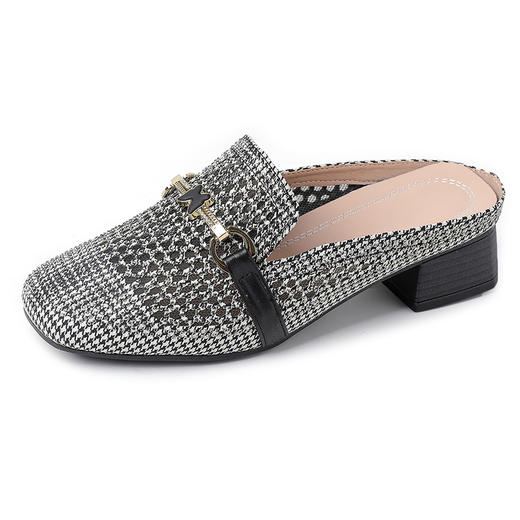 丁摩 凉拖春夏新款外穿平底拖鞋时尚烫钻镂空包头半拖玛丽珍鞋5ZF-2267 商品图6