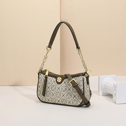 【预售3天】包包女新款潮2025复古老花腋下包高级感法棍包小众女士链条单肩包L6072 商品图1