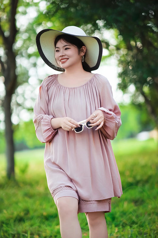 现货，48小时发【夏日治愈套装】🌸波西米亚风情家居、旅行两穿套装，长袖遮阳防晒，5分短裤，日落梅子粉的色调，上身温柔治愈，舒适透气亲肤，人棉面料，亲肤透气；肤感软糯微凉；售完不补，面料定制 商品图7