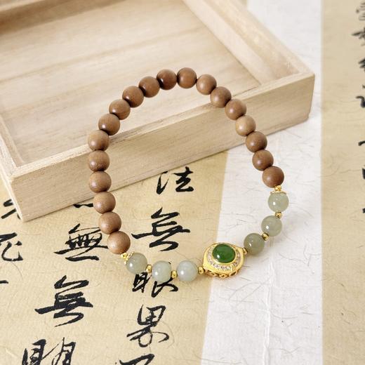 【敦煌碧檀·和田玉老山檀手串】敦煌福泽小众和田玉手串 老山檀手链新中式国风木质珠子文玩 商品图3