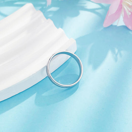 【限时8.8折】【线上铂金馆】PT950 #CNC 铂金实心固口CNC拉丝炫彩光影圈戒可做情侣女戒（面宽约3.3-3.7mm）(PTJZ00051)预售产品下单后不退款不退货不换货不补差价) 商品图2