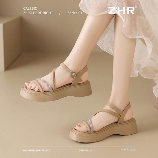 ZHR则则厚底凉鞋4.5CM外穿坡跟凉鞋2025新款百搭沙滩凉鞋罗马凉鞋 商品图9