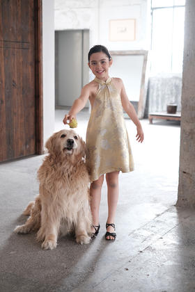 盛唐牡丹| Kids 玉兰花真丝儿童女裙[特价品]