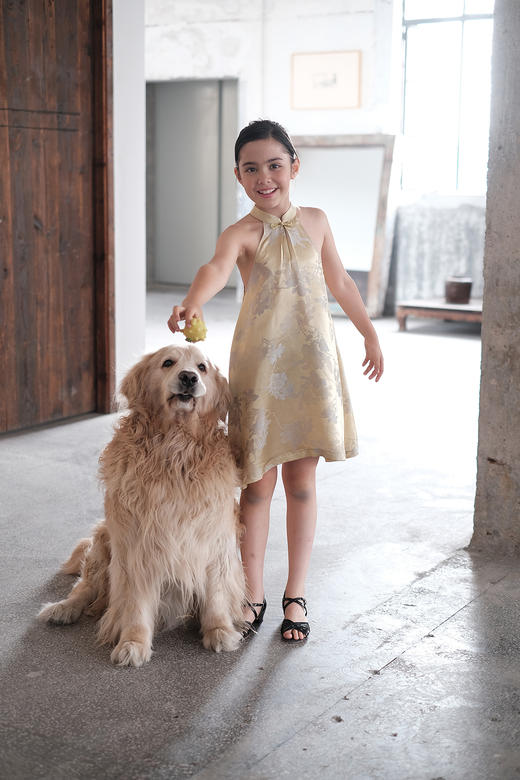 盛唐牡丹| Kids 玉兰花真丝儿童女裙[特价品] 商品图0