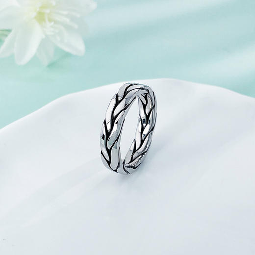 【限时8.8折】【线上铂金馆】【男戒】PT950 #时尚联盟 #电黑金 【国际铂金协会 精品】铂金实心电黑金麻花极简固口戒指(BJZ00267)预售产品下单后不退款不退货不换货不补差价) 商品图1