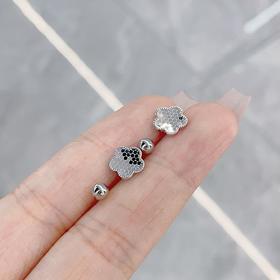 【限时8.8折】【线上铂金馆】PT950 铂金实心鱼鳞可拆螺丝U形幸运五瓣花耳饰耳钉(PTES00131)预售产品下单后不退款不退货不换货不补差价)