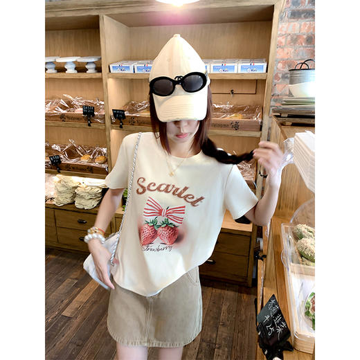 【129元任选2件】微信粉丝打折价！草莓印花短袖T 商品图4