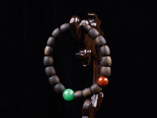 XY0349沉香+翡翠南红桶珠手串 商品图9