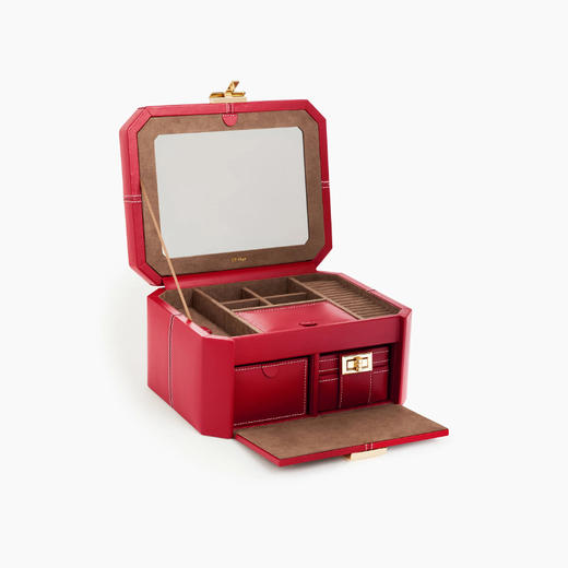 订购8周到｜LE TANNEUR-jewellery box with leather-红色 珠宝首饰盒（大号）［法国设计师］ 商品图0