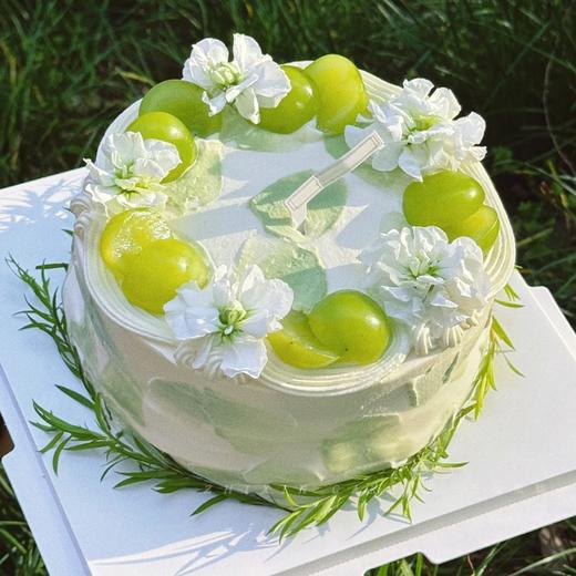 【伯牙绝弦】青提和鲜花带来清新-水果夹心生日蛋糕 商品图0