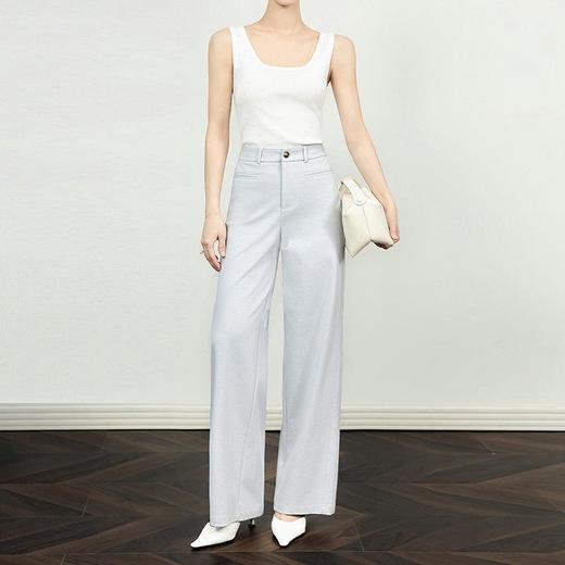 「高货wl」全新升级【铂金会员238/天猫319/差价81】(13055)洛诗琳老钱风极简通勤长裤2025夏季窄版休闲直筒阔腿裤女 商品图0