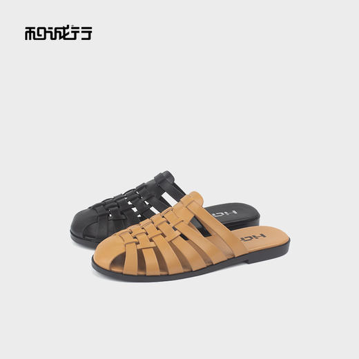 和诚行 2025夏季新款韩版时尚编织外穿女平底百搭半包拖鞋1580172 商品图3