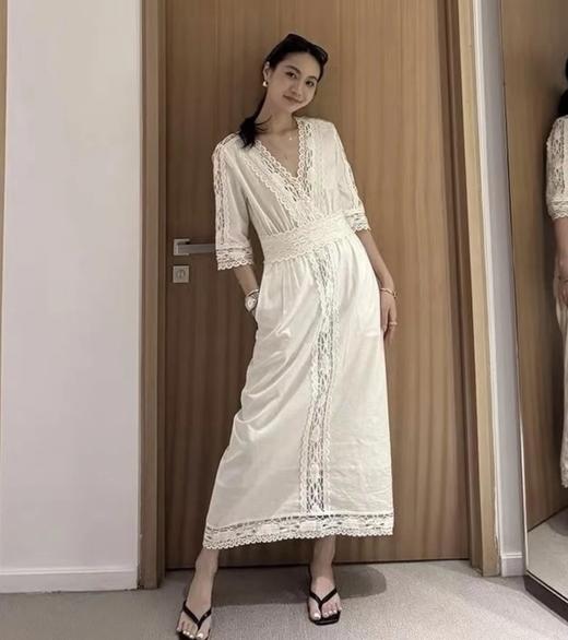 重磅渠道！is法式亚麻连衣裙  亚麻V领连衣裙  法式白月光连衣裙 商品图1