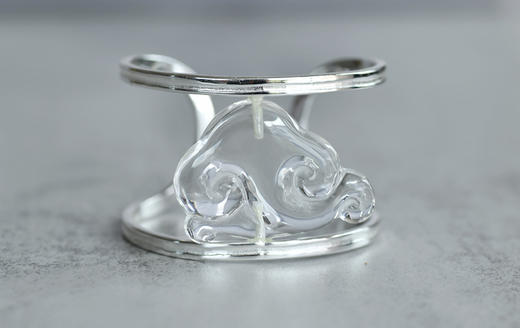 白水晶祥云纯银手镯 商品图2