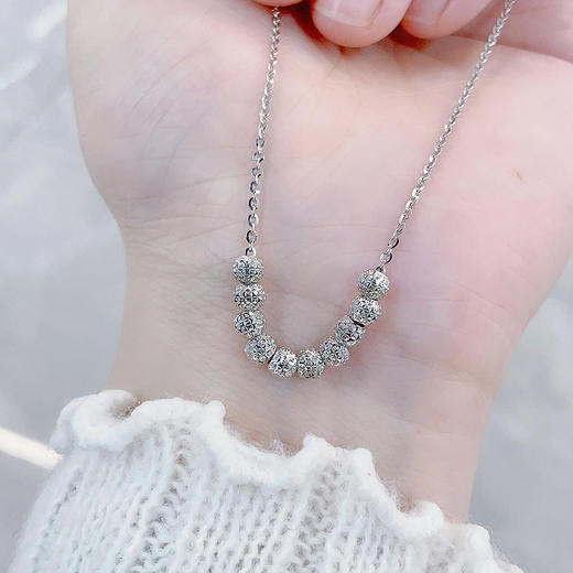 【限时8.8折】【线上铂金馆】PT950 #清新 【国际铂金协会  精品】铂金空心星光点点爆闪金珠调节套链（珠约4-4.4mm）(BTL00320)预售产品下单后不退款不退货不换货不补差价) 商品图2