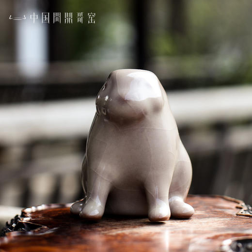 问鼎哥窑牛角款唐白兔茶宠 商品图3