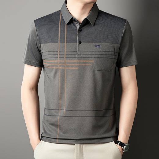 2025新款夏季中年短袖男士t恤爸爸夏装真口袋衣服透气polo衫 商品图0