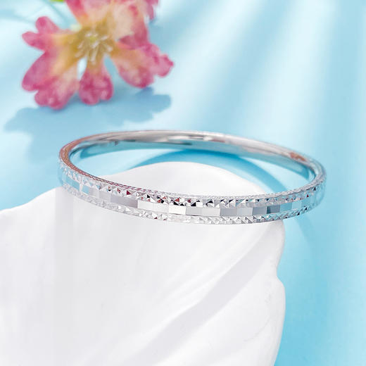 【限时8.8折】PT950 铂金空心固口车花格纹手镯（面宽约4.9-5.3mm，厚约3mm)(BFPTSZ00008)预售产品下单后不退款不退货不换货不补差价)预售产品下单后不退款不退货不换货不补差价 商品图1