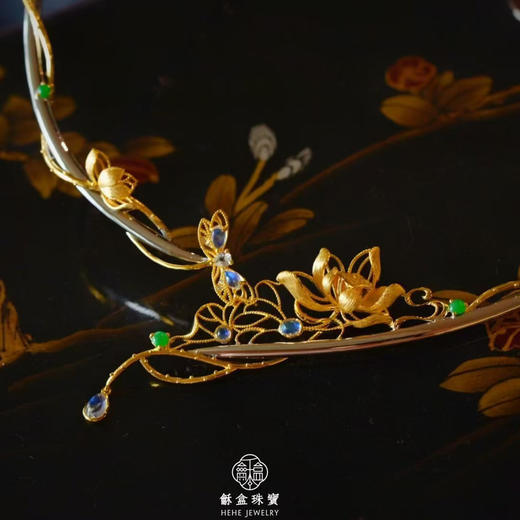 龢盒原创 翡翠月光石银镶大项圈 商品图4