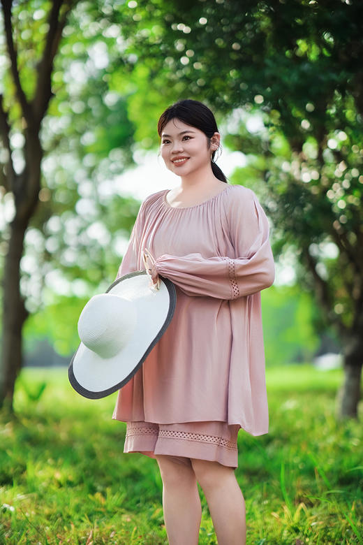 现货，48小时发【夏日治愈套装】🌸波西米亚风情家居、旅行两穿套装，长袖遮阳防晒，5分短裤，日落梅子粉的色调，上身温柔治愈，舒适透气亲肤，人棉面料，亲肤透气；肤感软糯微凉；售完不补，面料定制 商品图5