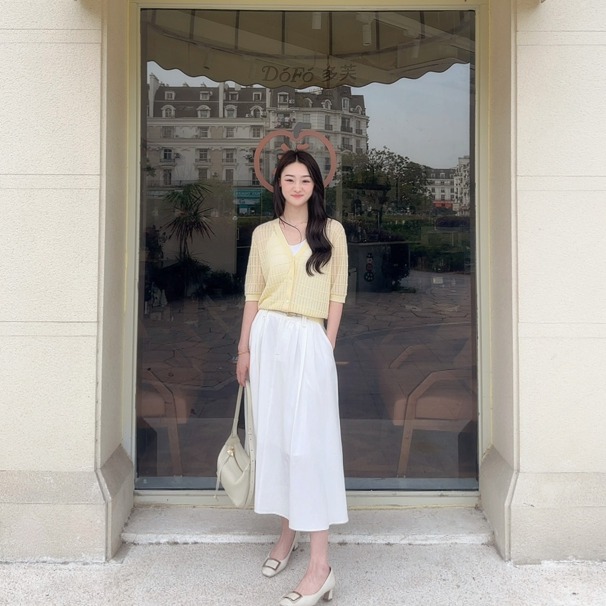 火桐hooton 普罗旺斯的夏天 莱赛尔桑蚕丝V领短袖开衫G467